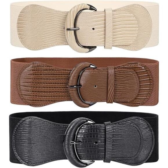 3 Pack Women Stretchy Wide Waist Belt for Dress Ladies Vintage Elastic main image 6